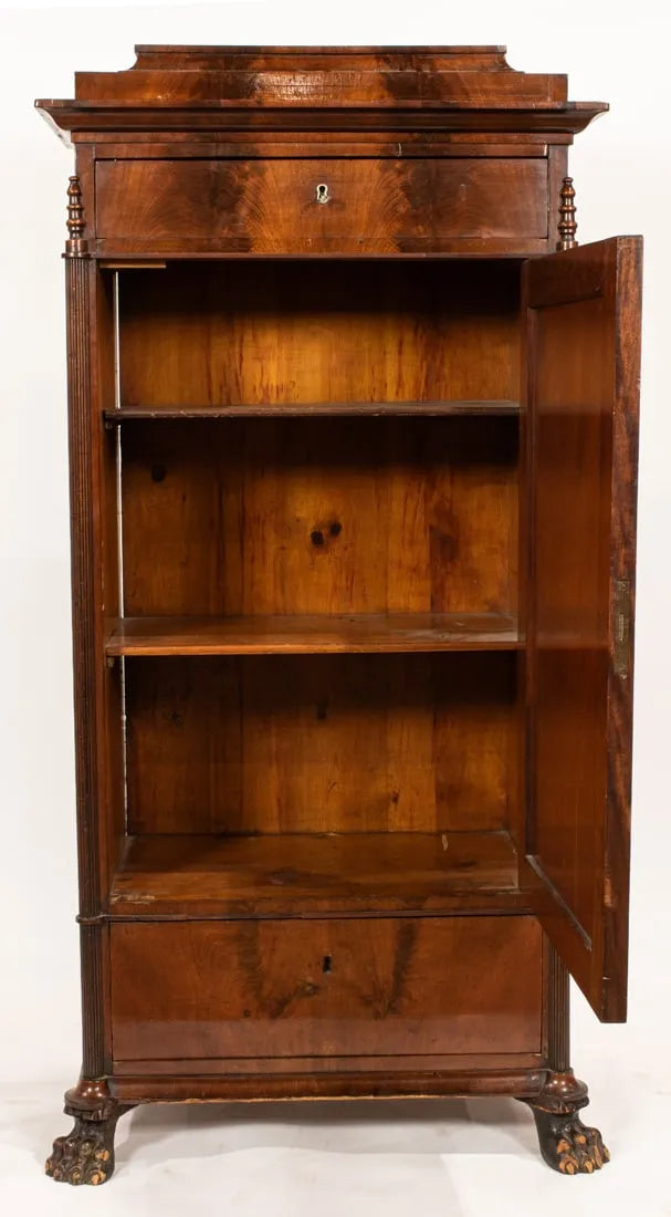 AF3-054: Antique Circa 1830 English William IV Mahogany Single Door Armoire