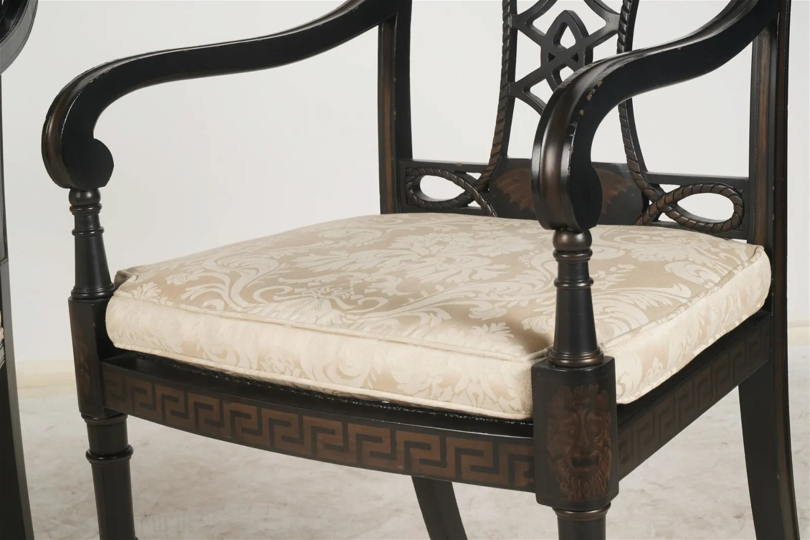 AF2-047: Late 20th Century English Regency Style Neoclassical Paint Decorated Arm Chair