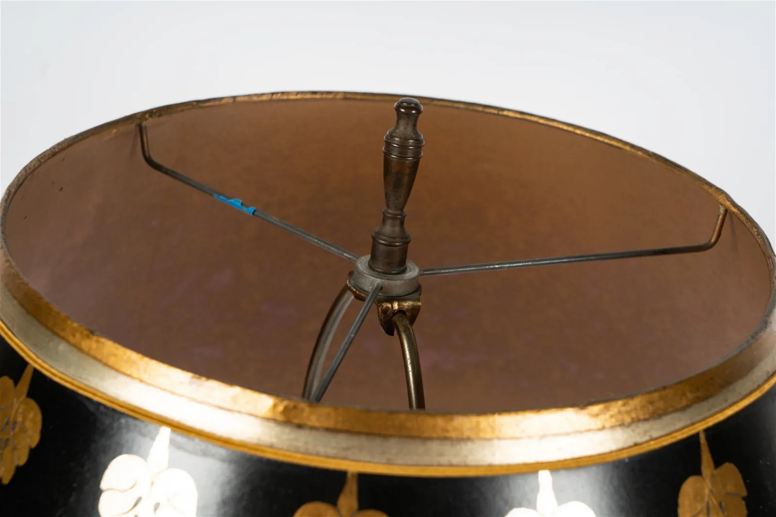 AL2-024: Mid 19th Century French Empire Style Urn Form Converted Kerosene Lamp With Newer Hand Painted Gilt Shade