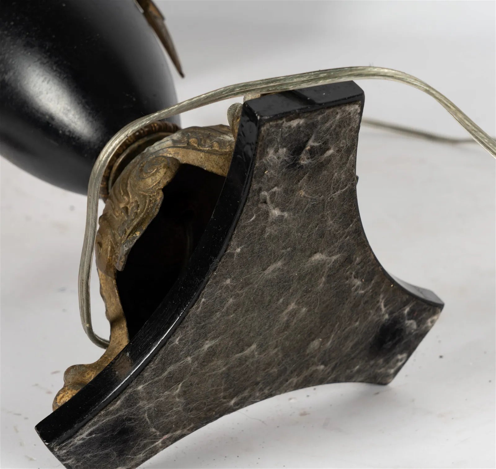 AL2-024: Mid 19th Century French Empire Style Urn Form Converted Kerosene Lamp With Newer Hand Painted Gilt Shade