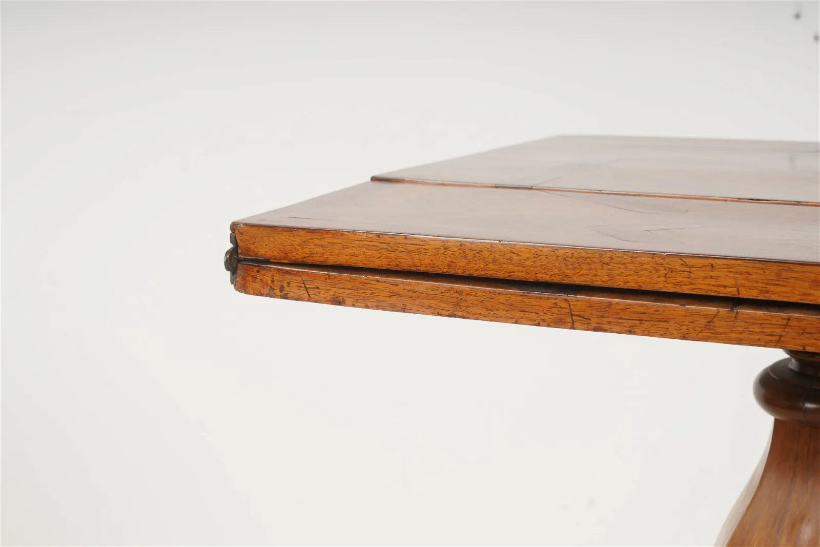 AF1-390: Antique Early 19th Century Northern German Biedermeier  Burl Walnut Inlaid Fold Out Side Table With Tripod Base