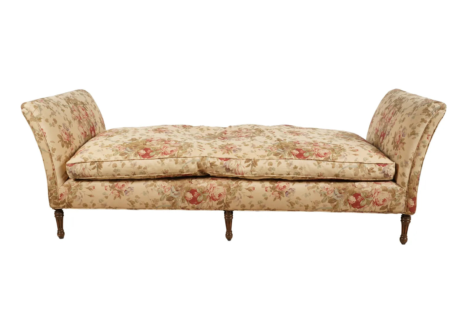 AF2-424: Vintage Late 20th Century English Regency Style Backless Sofa With Down Cushion & 8 Way Hand Tied Coil Springs