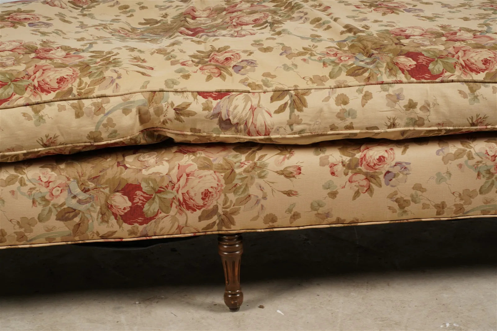 AF2-424: Vintage Late 20th Century English Regency Style Backless Sofa With Down Cushion & 8 Way Hand Tied Coil Springs