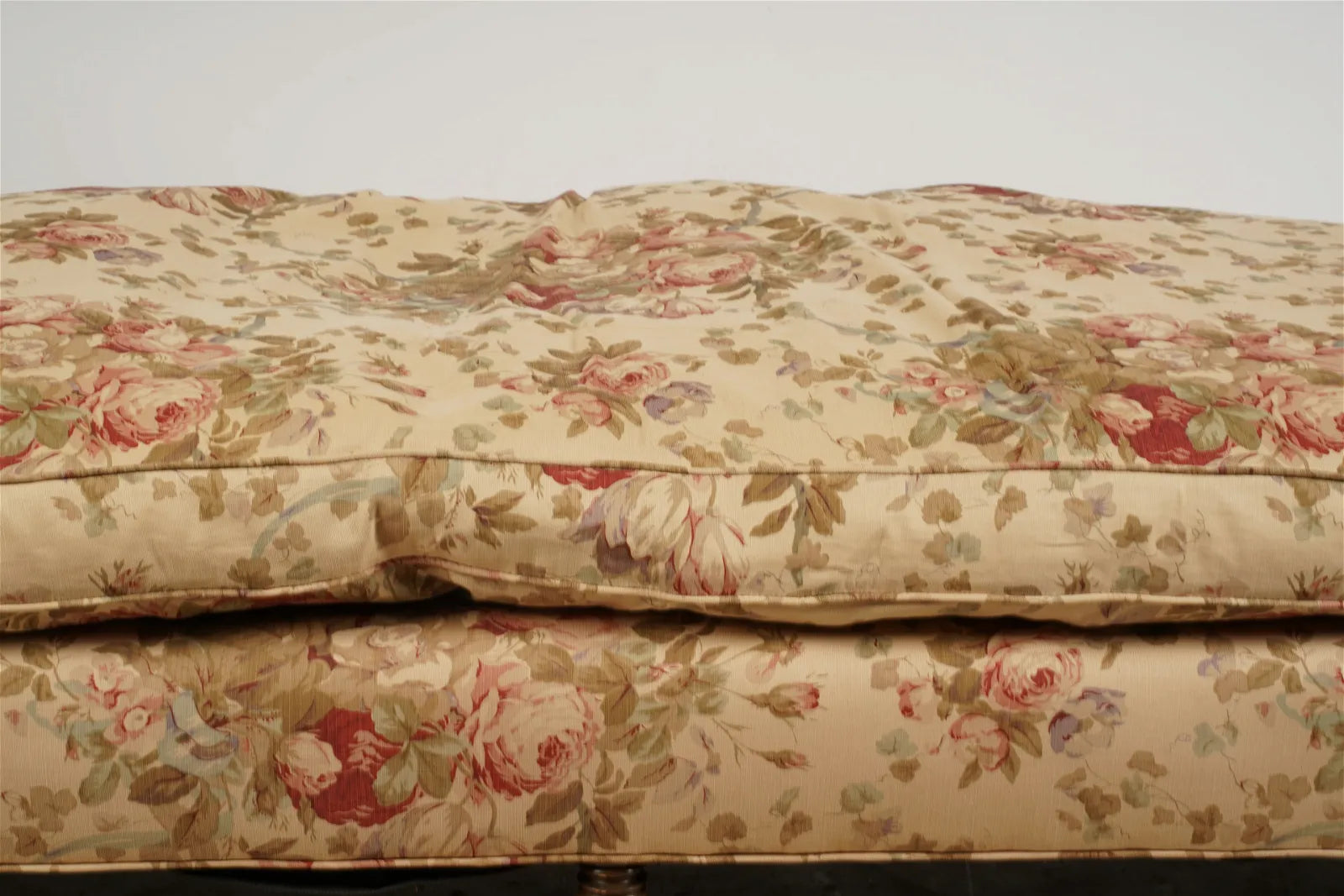AF2-424: Vintage Late 20th Century English Regency Style Backless Sofa With Down Cushion & 8 Way Hand Tied Coil Springs