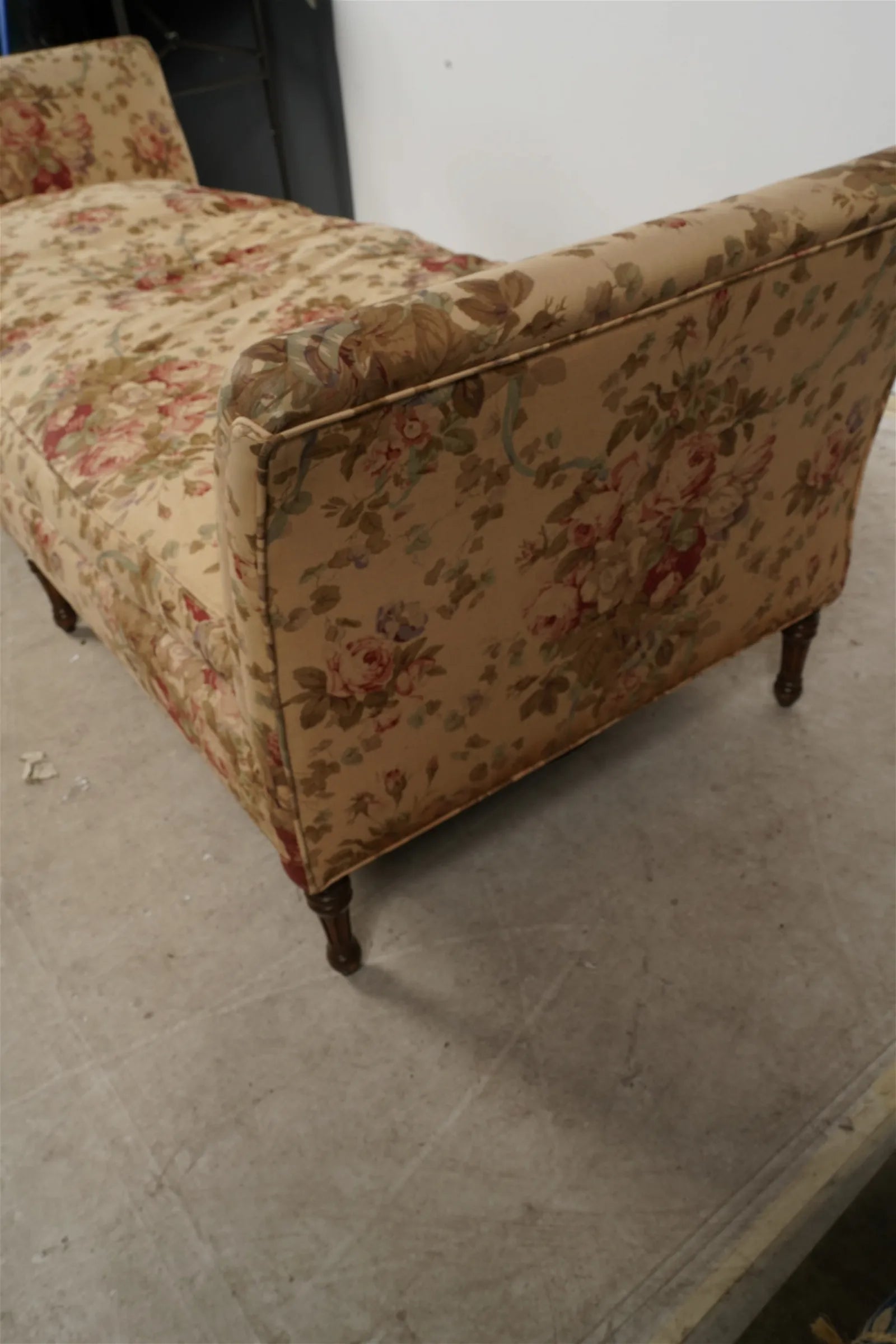 AF2-424: Vintage Late 20th Century English Regency Style Backless Sofa With Down Cushion & 8 Way Hand Tied Coil Springs