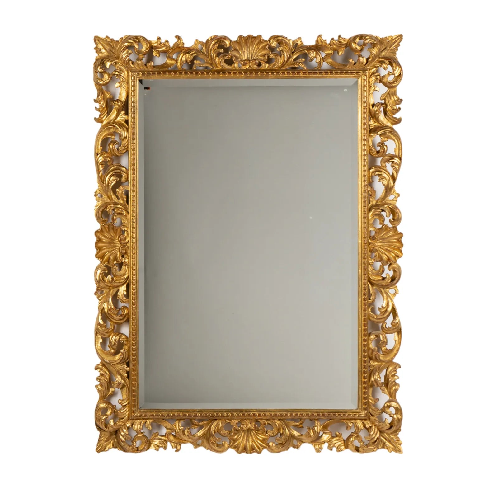 AF7-006: Late 20th Century Italian Baroque Carved Giltwood Wall Mirror