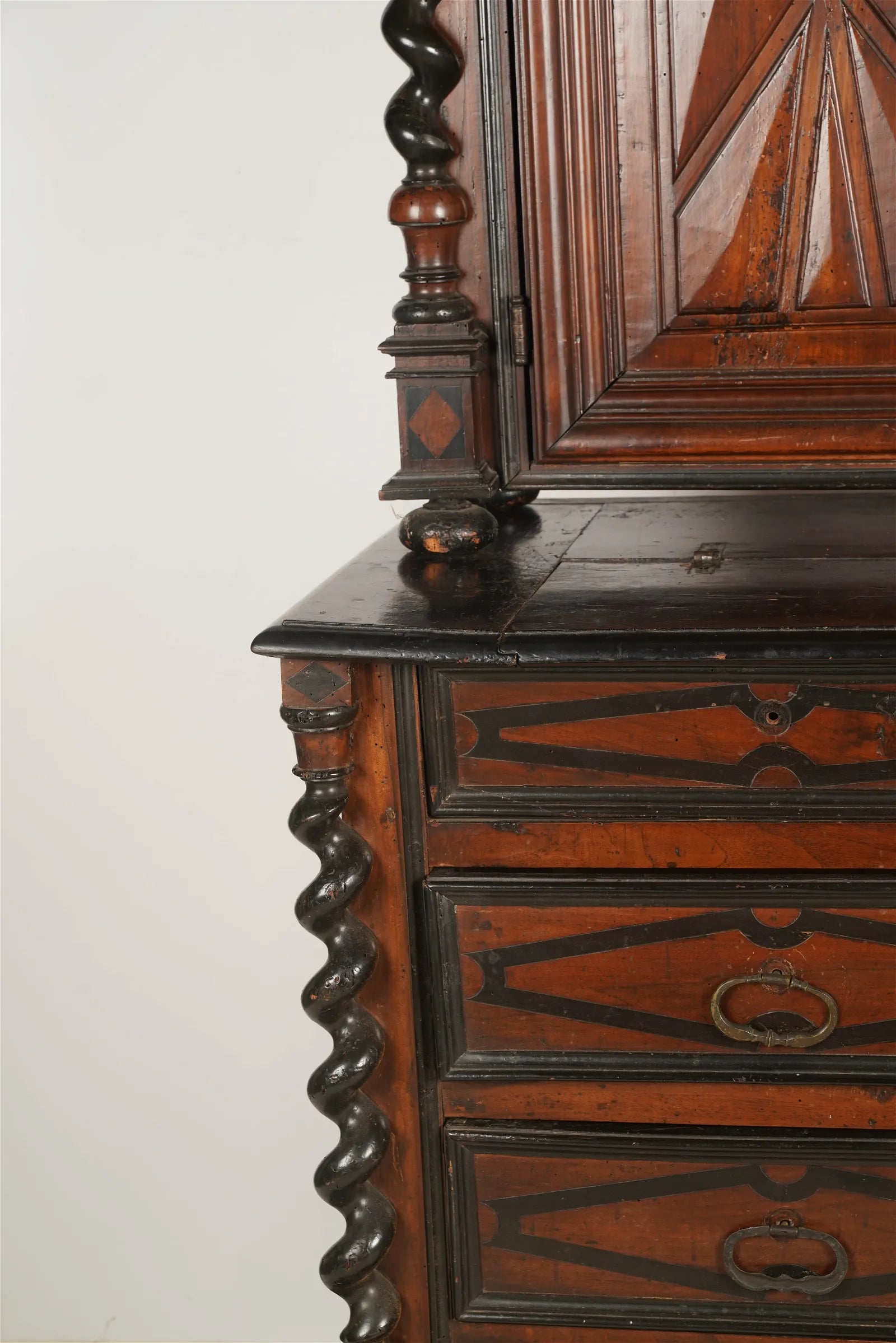 AF3-009: Antique 17th Century French  Henry IV Walnut Meuble A Deux Corps