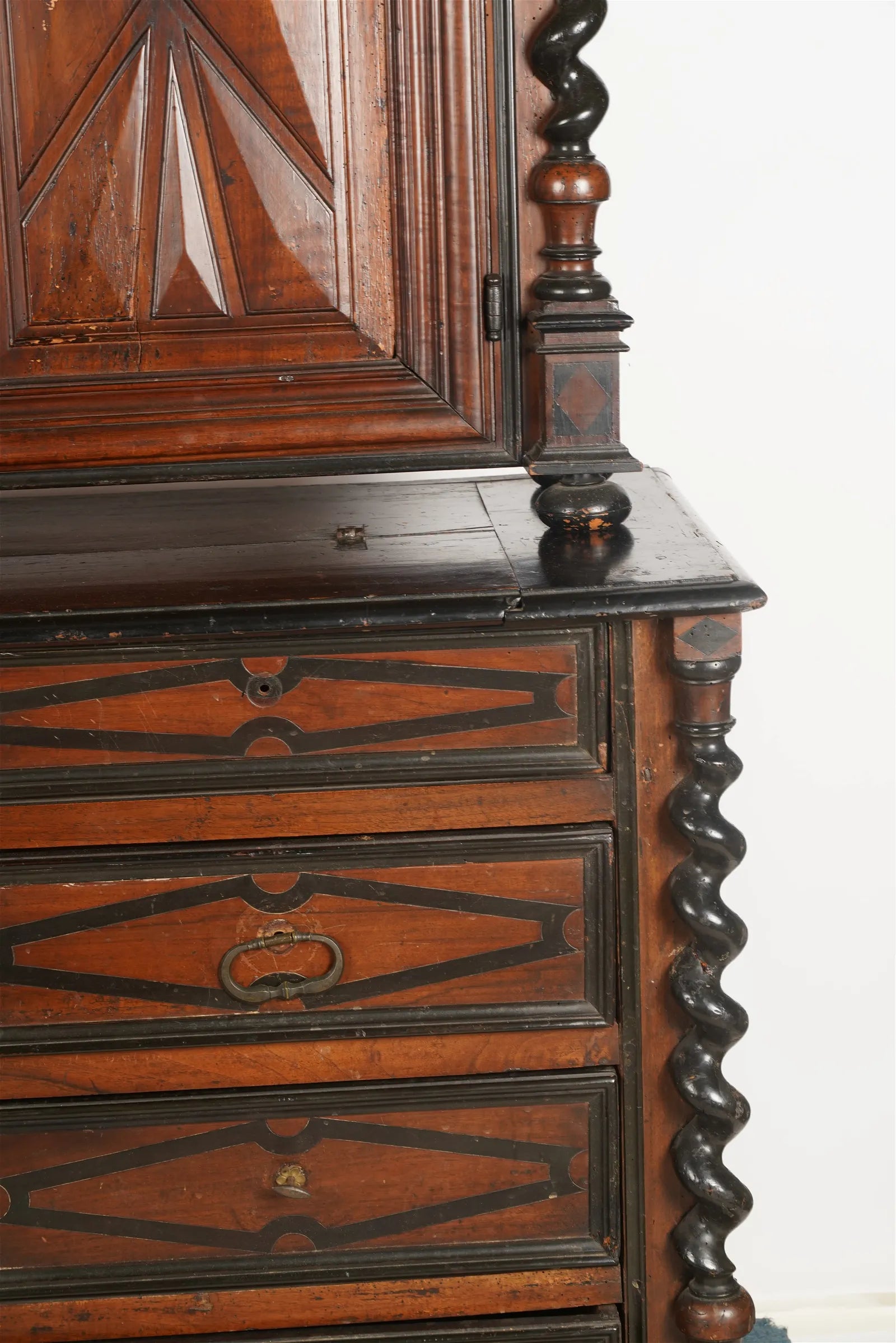 AF3-009: Antique 17th Century French  Henry IV Walnut Meuble A Deux Corps