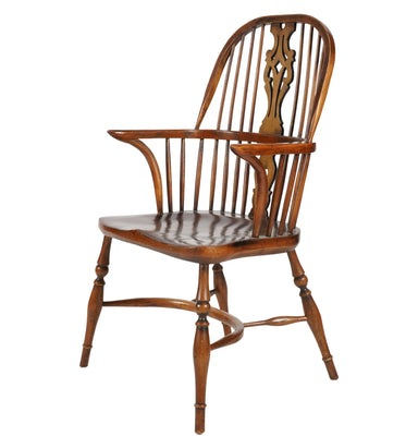 Antique  19th Century American Oak Sack Back Windsor Armchair | Work of Man