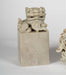 Pair of Chinese Carved Marble Foo Lions on Pedestals | Work of Man
