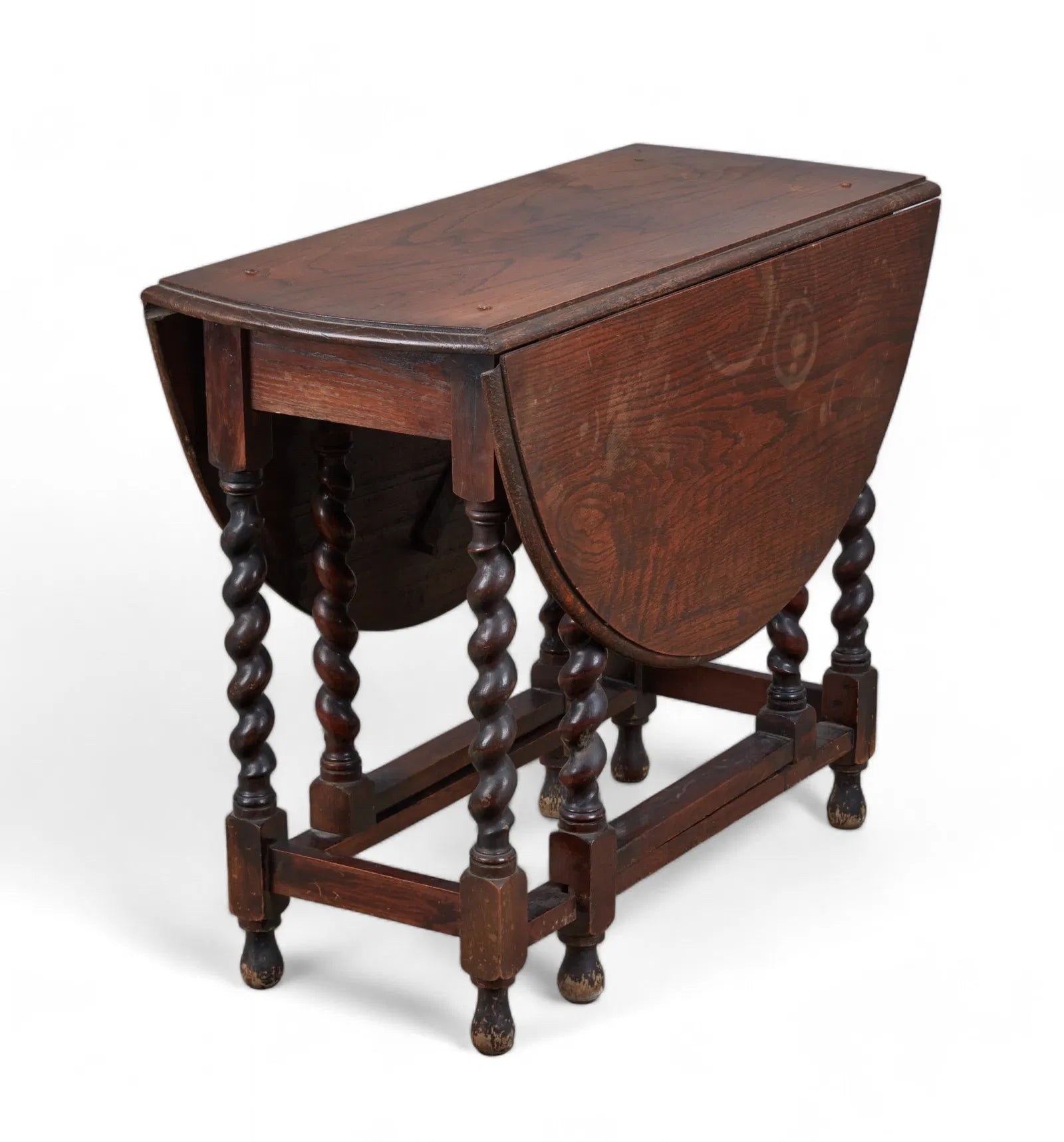 AF1-407: Antique William & Mary Oak Gate Leg Drop Leaf Table Circa 1900