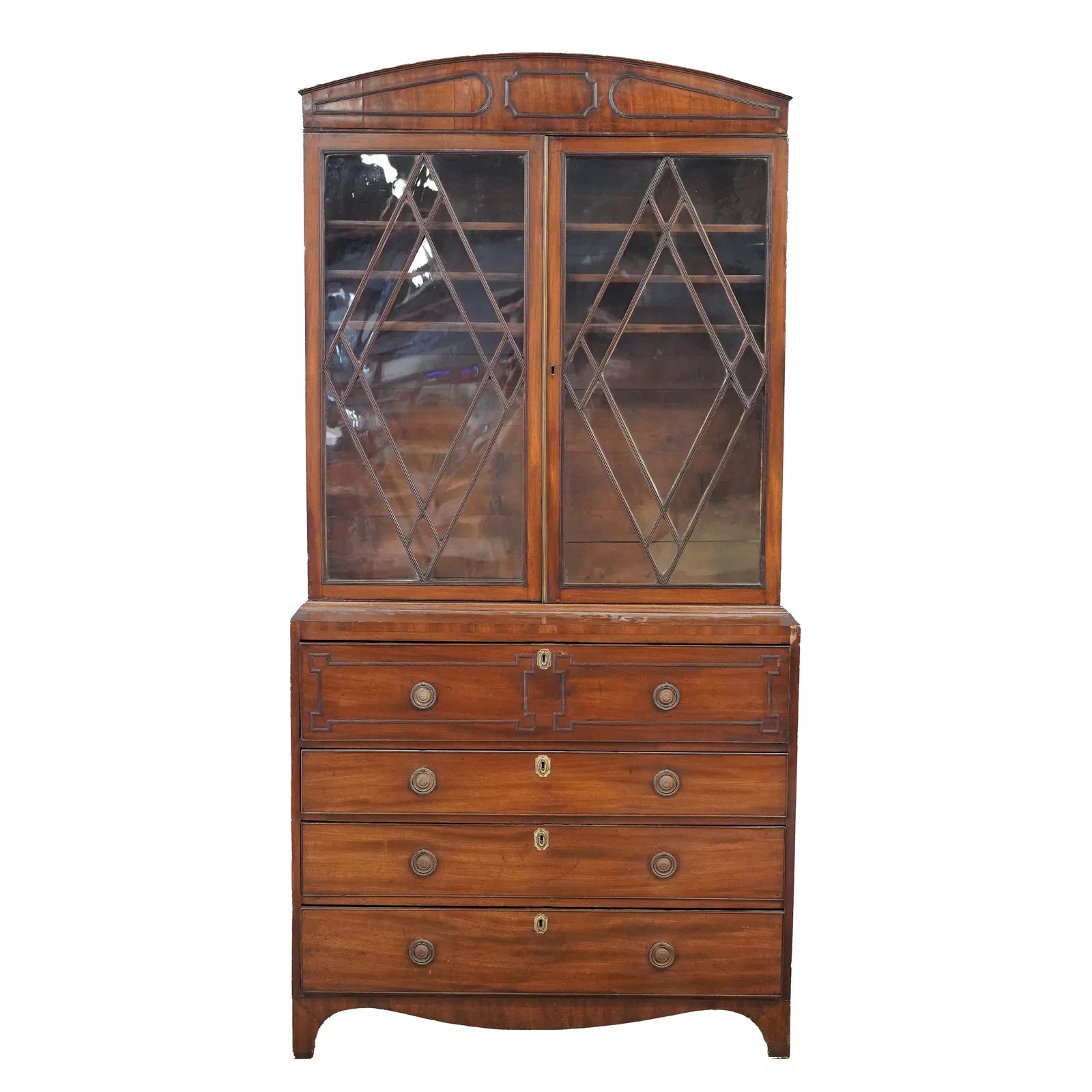 AF5-392: Early 19th Century English Regency Mahogany Secretary Bookcase