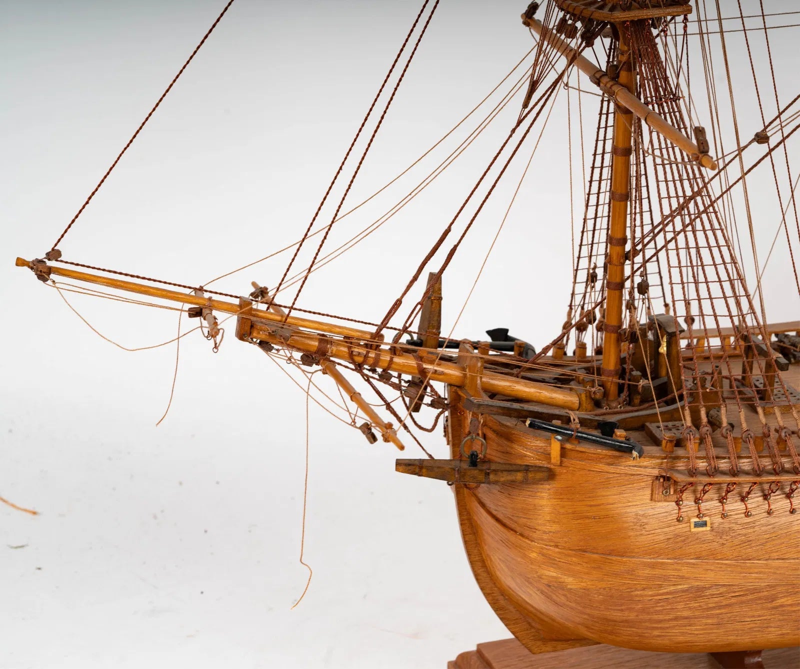 CR2-050: Hand Made Wooden Model of a Tall Sailing Ship With 3 Masts