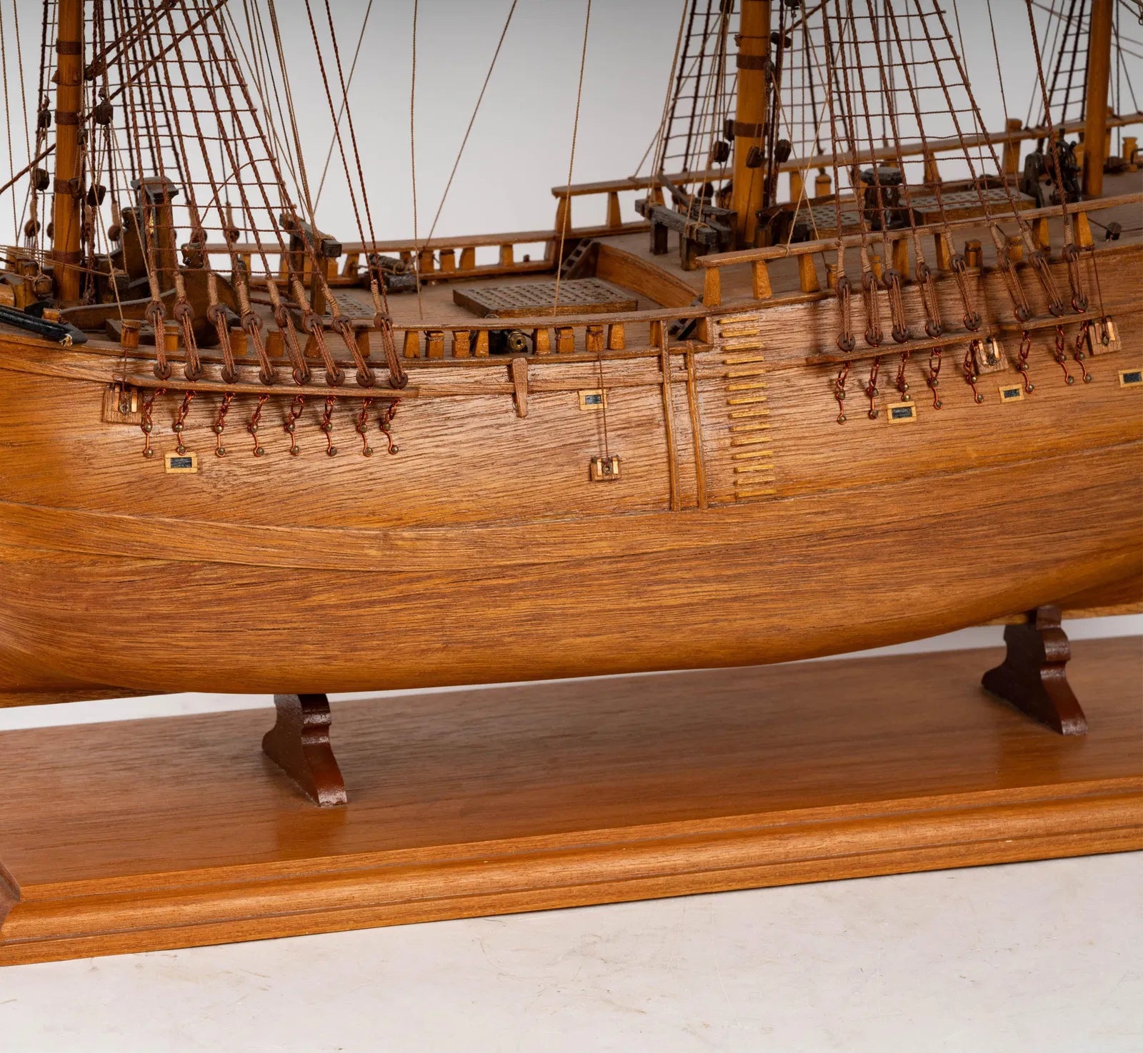 CR2-050: Hand Made Wooden Model of a Tall Sailing Ship With 3 Masts