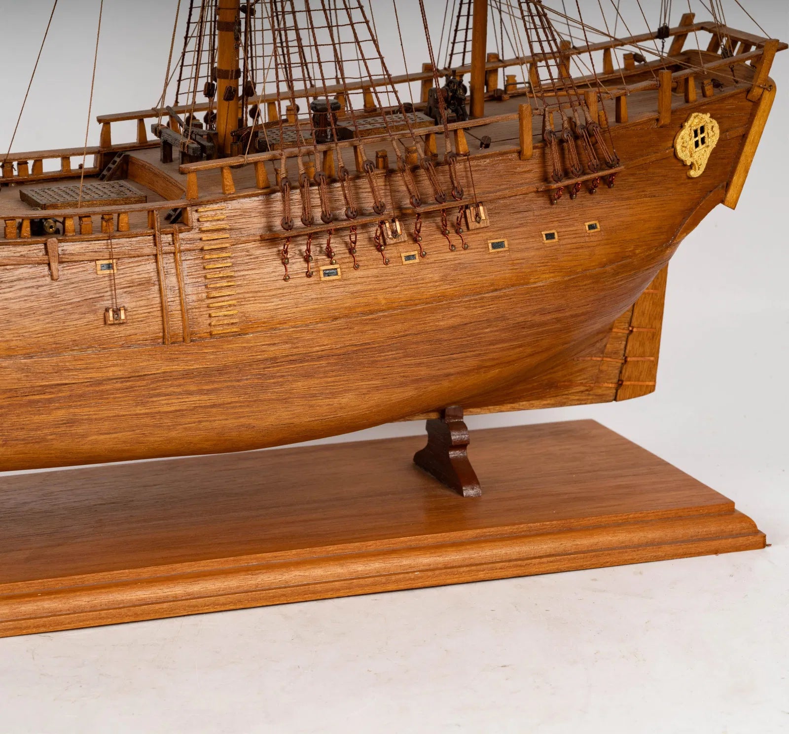 CR2-050: Hand Made Wooden Model of a Tall Sailing Ship With 3 Masts