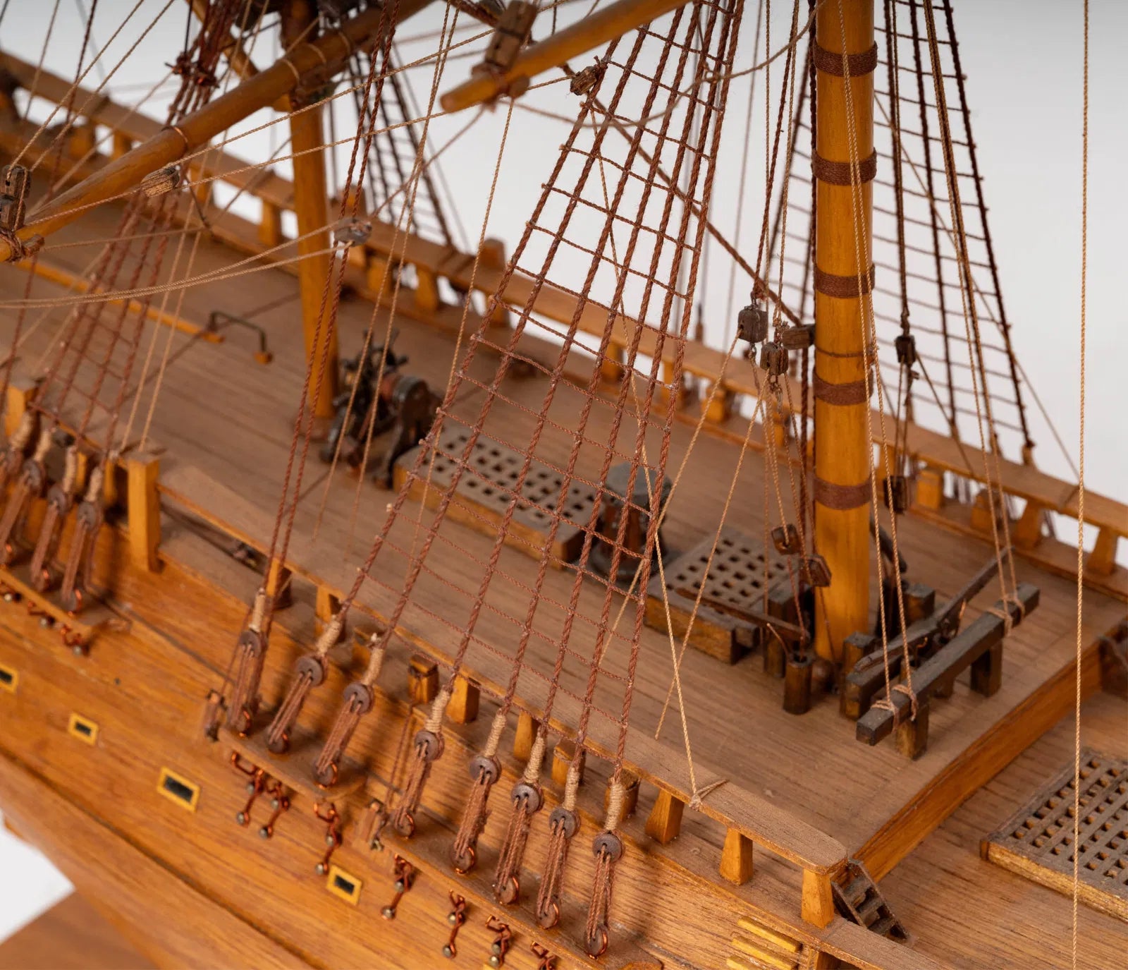 CR2-050: Hand Made Wooden Model of a Tall Sailing Ship With 3 Masts