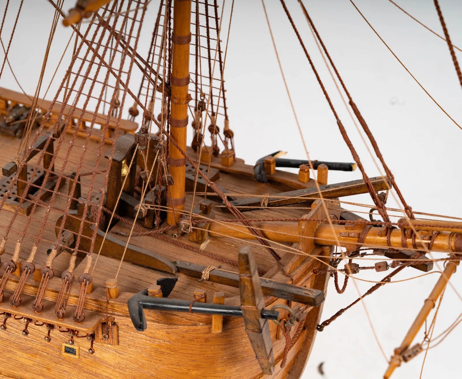 CR2-050: Hand Made Wooden Model of a Tall Sailing Ship With 3 Masts