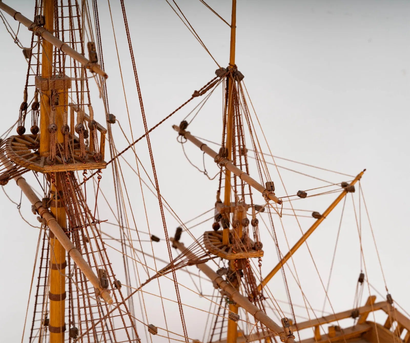 CR2-050: Hand Made Wooden Model of a Tall Sailing Ship With 3 Masts