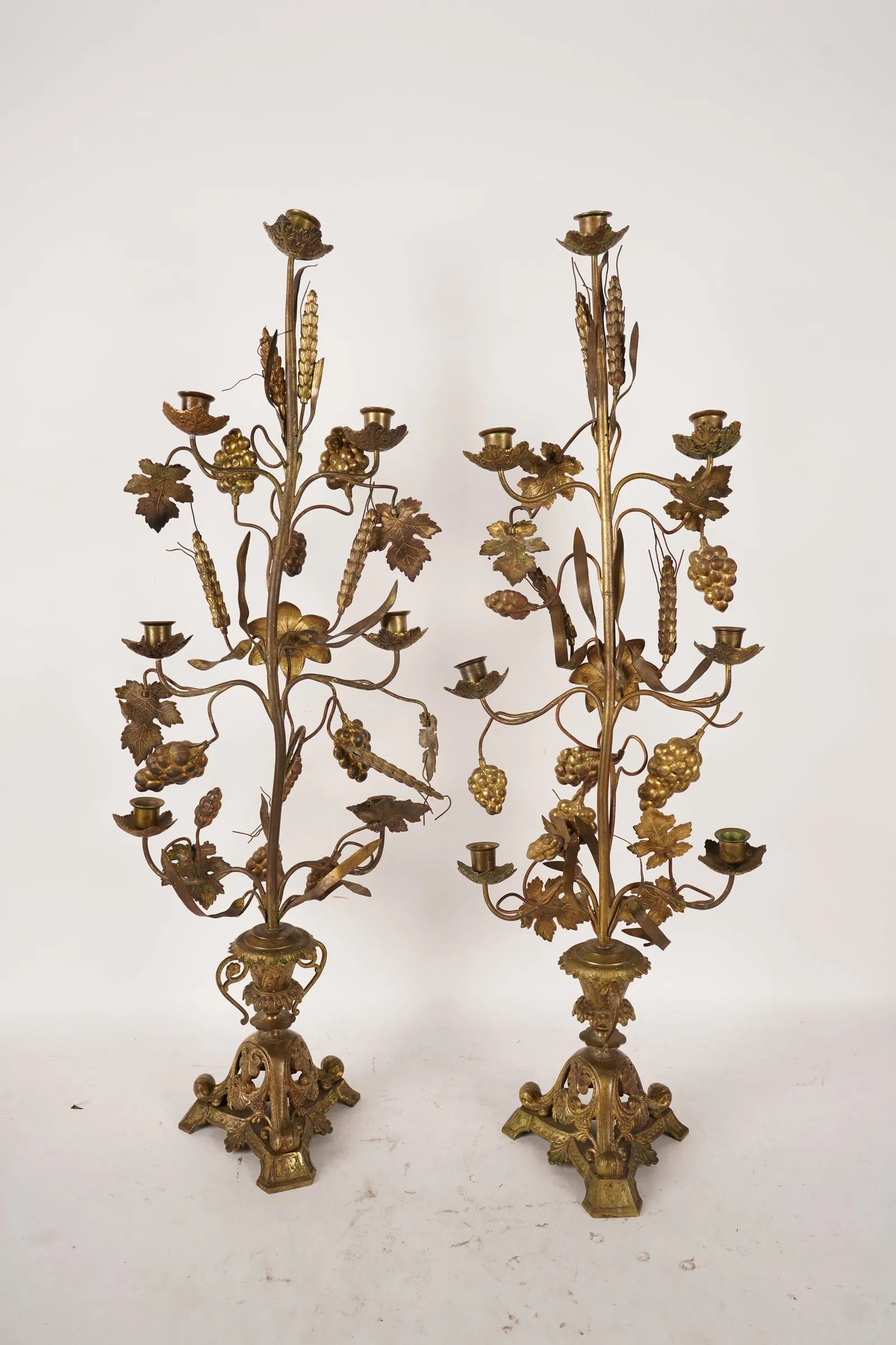 DA2-055: Antique French Seven Light Gilt Brass Candelabra Late 19th Century