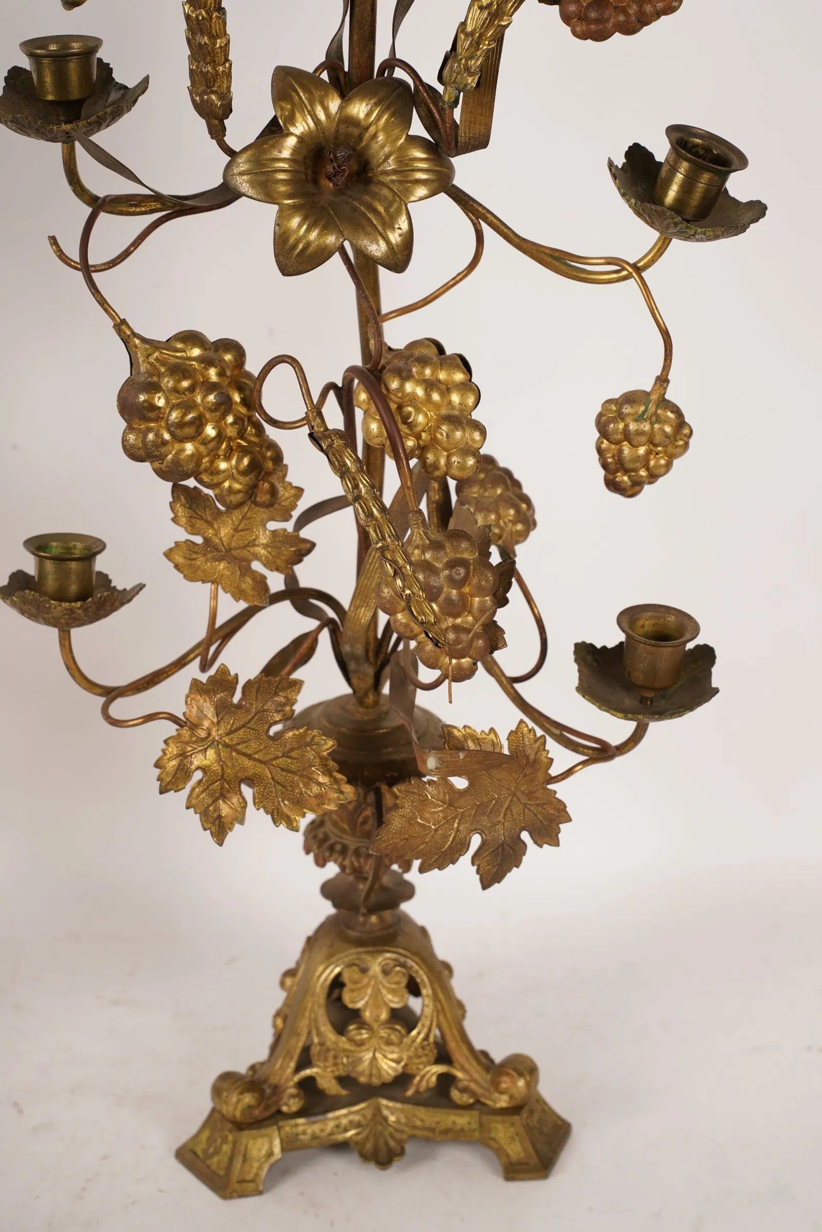 DA2-055: Antique French Seven Light Gilt Brass Candelabra Late 19th Century