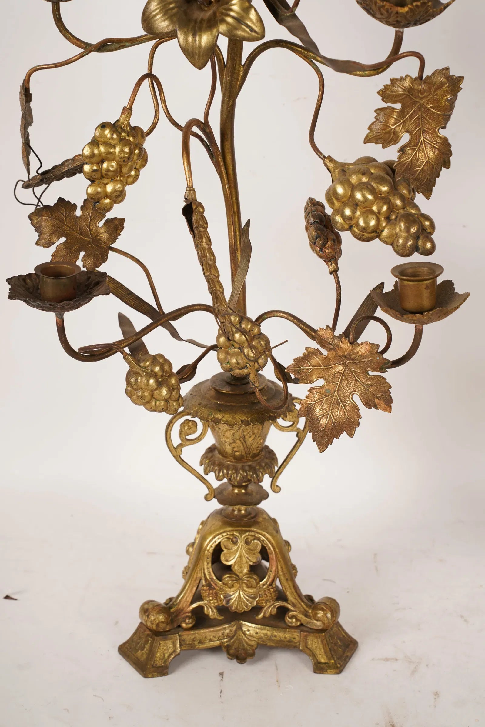 DA2-055: Antique French Seven Light Gilt Brass Candelabra Late 19th Century