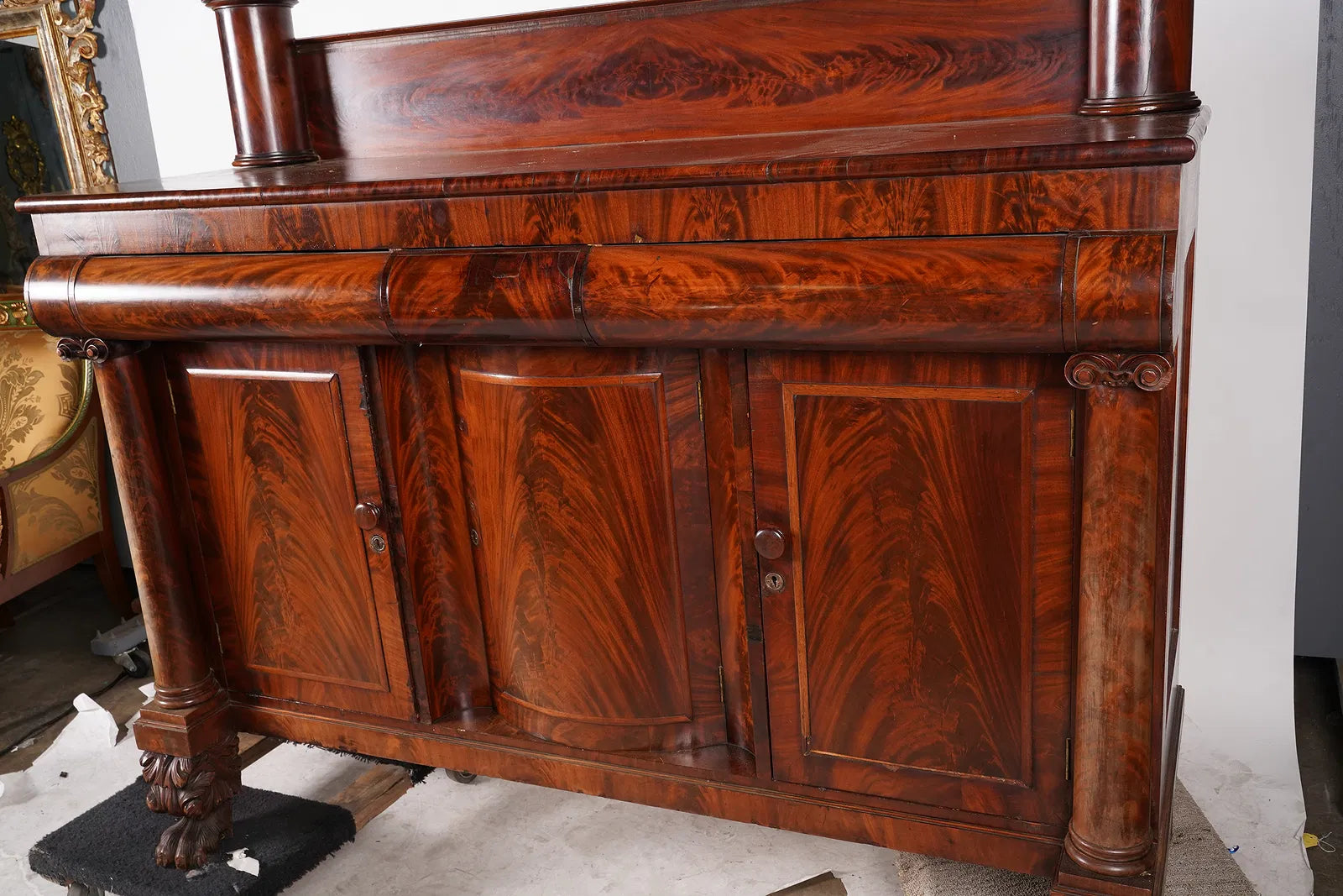 AF3-034: Antique American Empire Mahogany Sideboard Circa 1850