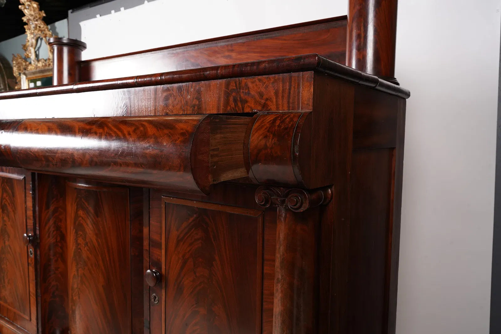 AF3-034: Antique American Empire Mahogany Sideboard Circa 1850