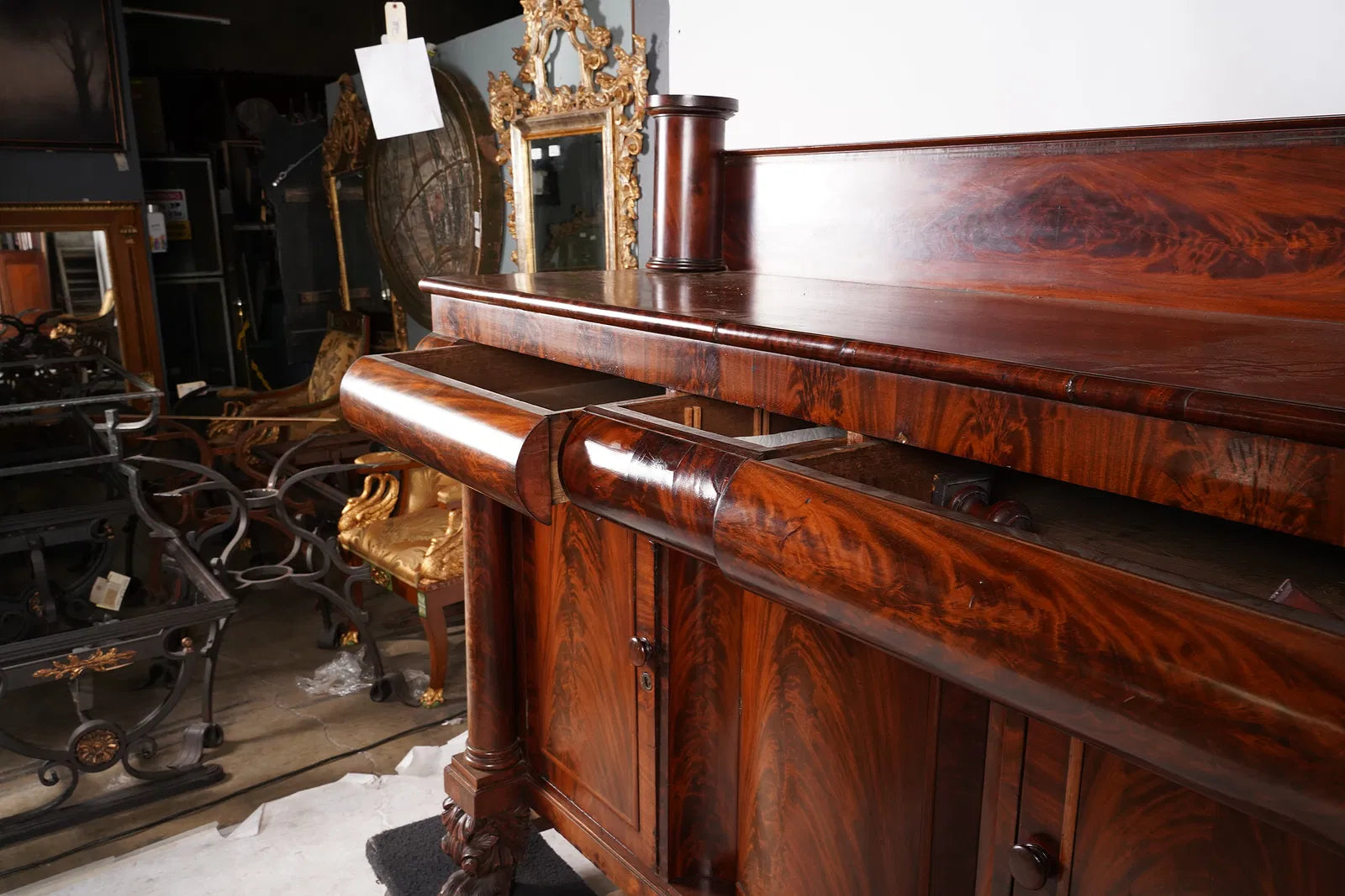 AF3-034: Antique American Empire Mahogany Sideboard Circa 1850