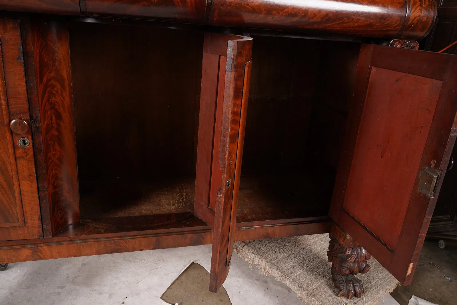 AF3-034: Antique American Empire Mahogany Sideboard Circa 1850