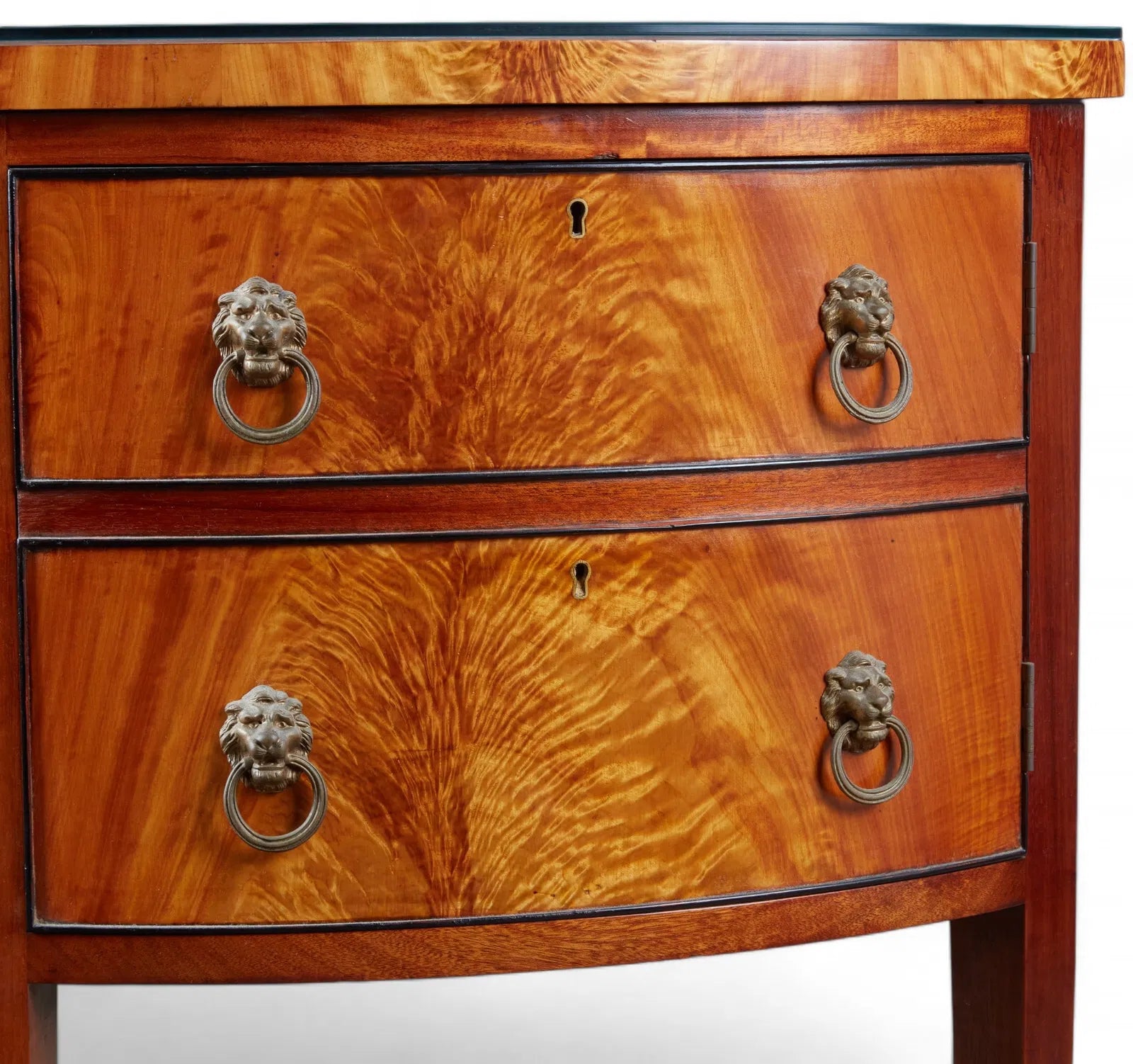 AF3-016: Pair of Early 20th Century Monumental Federal Inlay Mahogany Demi-lune Sideboards
