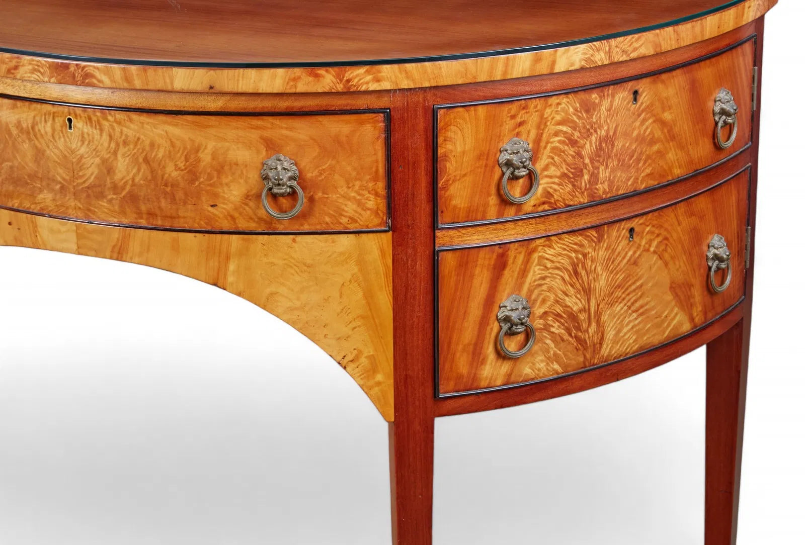 AF3-016: Pair of Early 20th Century Monumental Federal Inlay Mahogany Demi-lune Sideboards