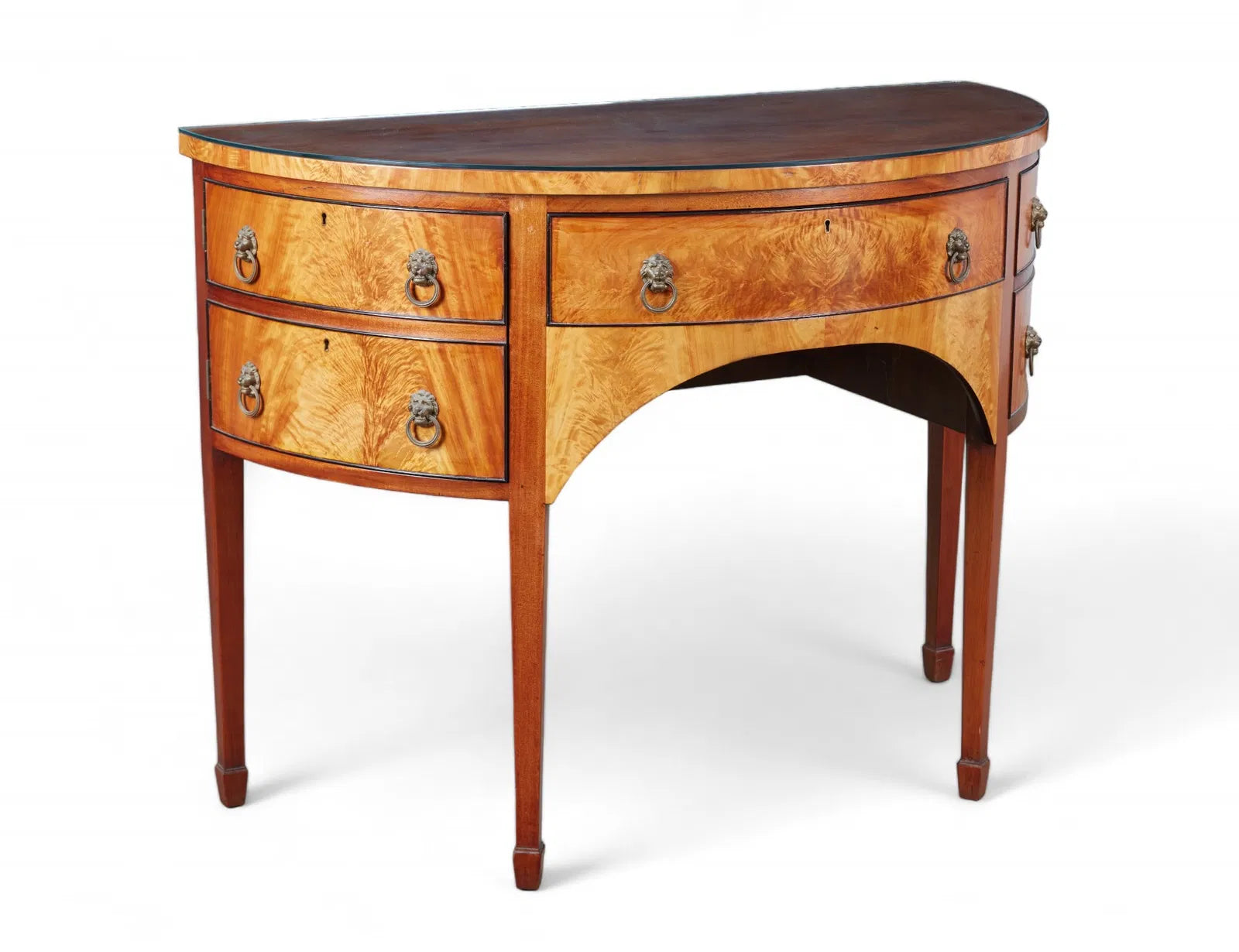 AF3-016: Pair of Early 20th Century Monumental Federal Inlay Mahogany Demi-lune Sideboards