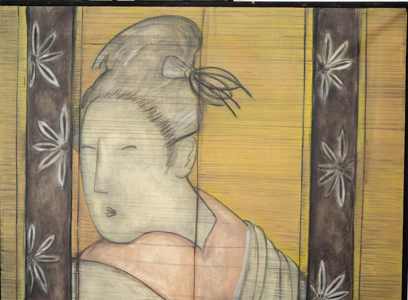 AW751: Mary Zarbano Japanese Portrait After Utamaro Oil on Canvas