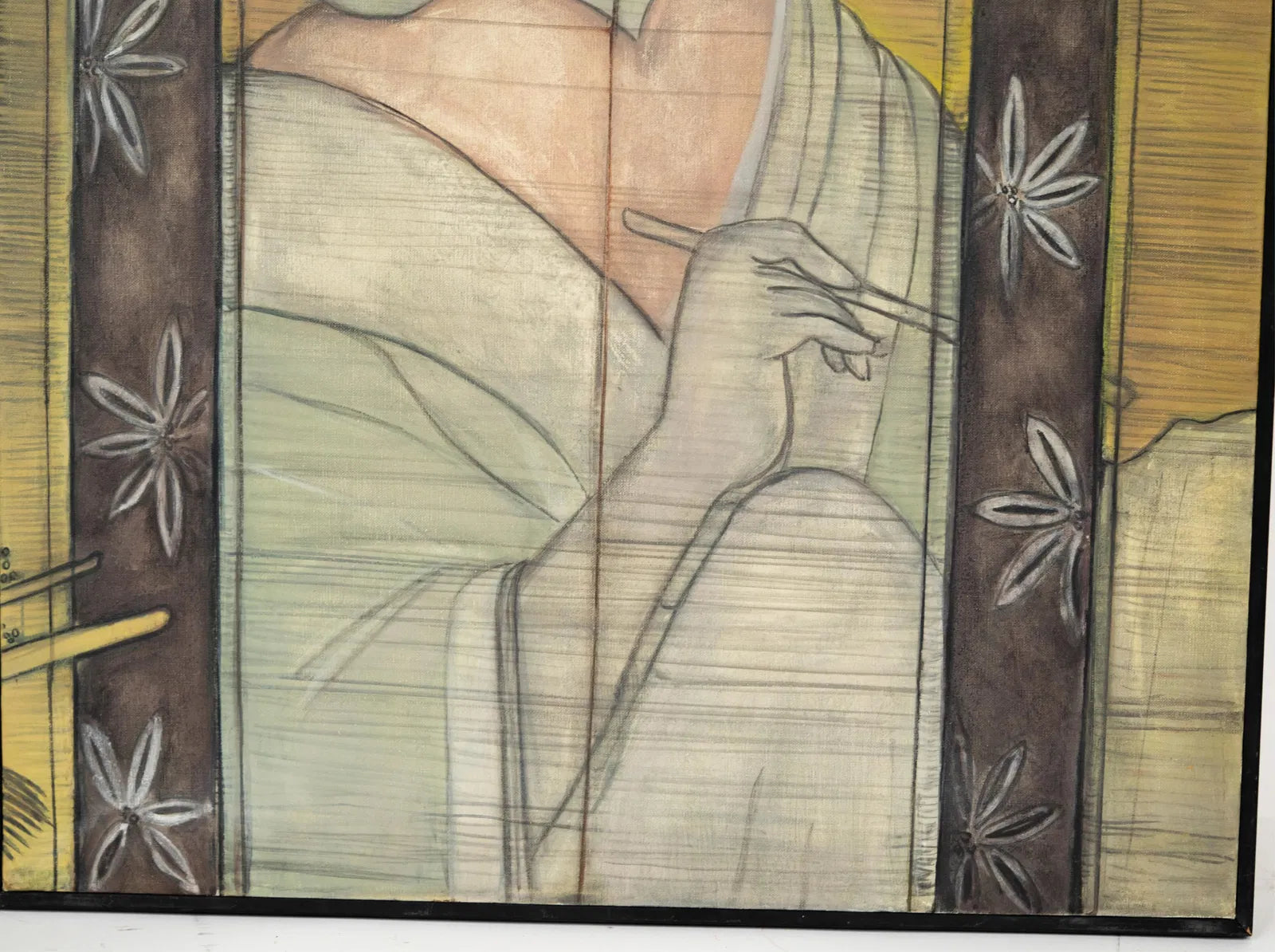 AW751: Mary Zarbano Japanese Portrait After Utamaro Oil on Canvas