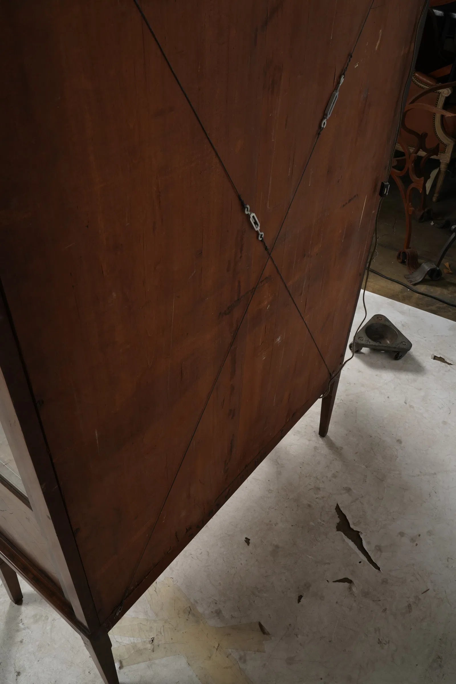 AF3-025: Antique French Marquetry Inlay Kingwood Vitrine Display Cabinet Late 19th Century