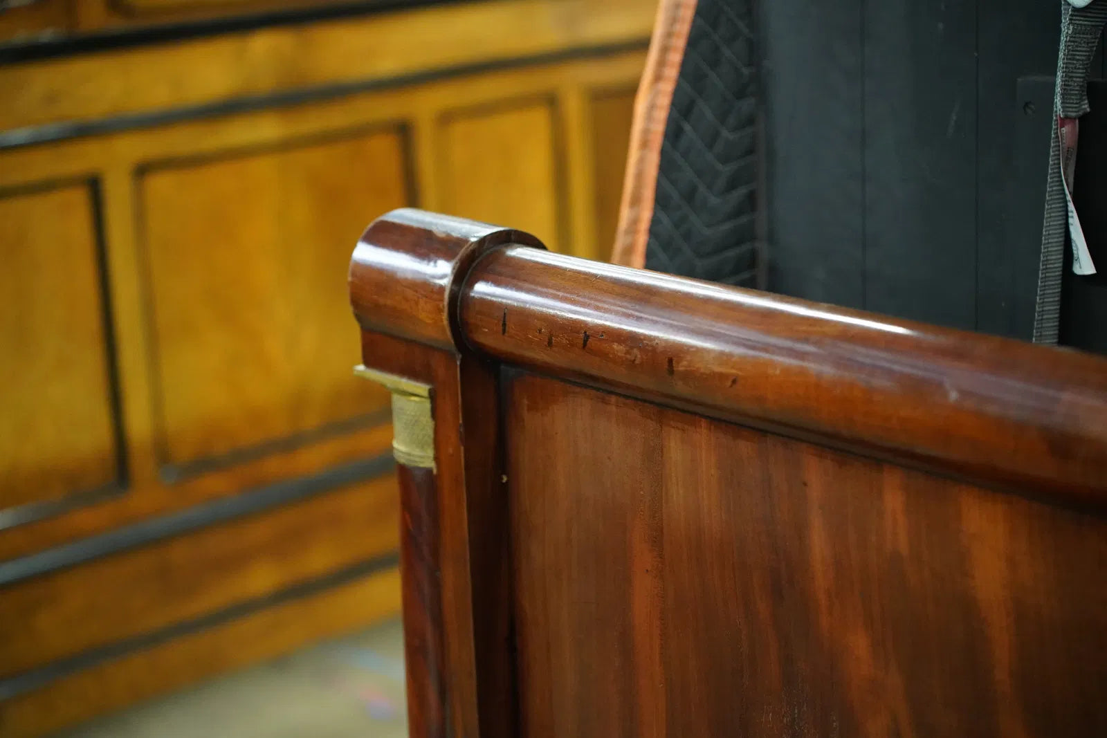 AF6-010: Antique Early 19th Century French Empire Mahogany Bed