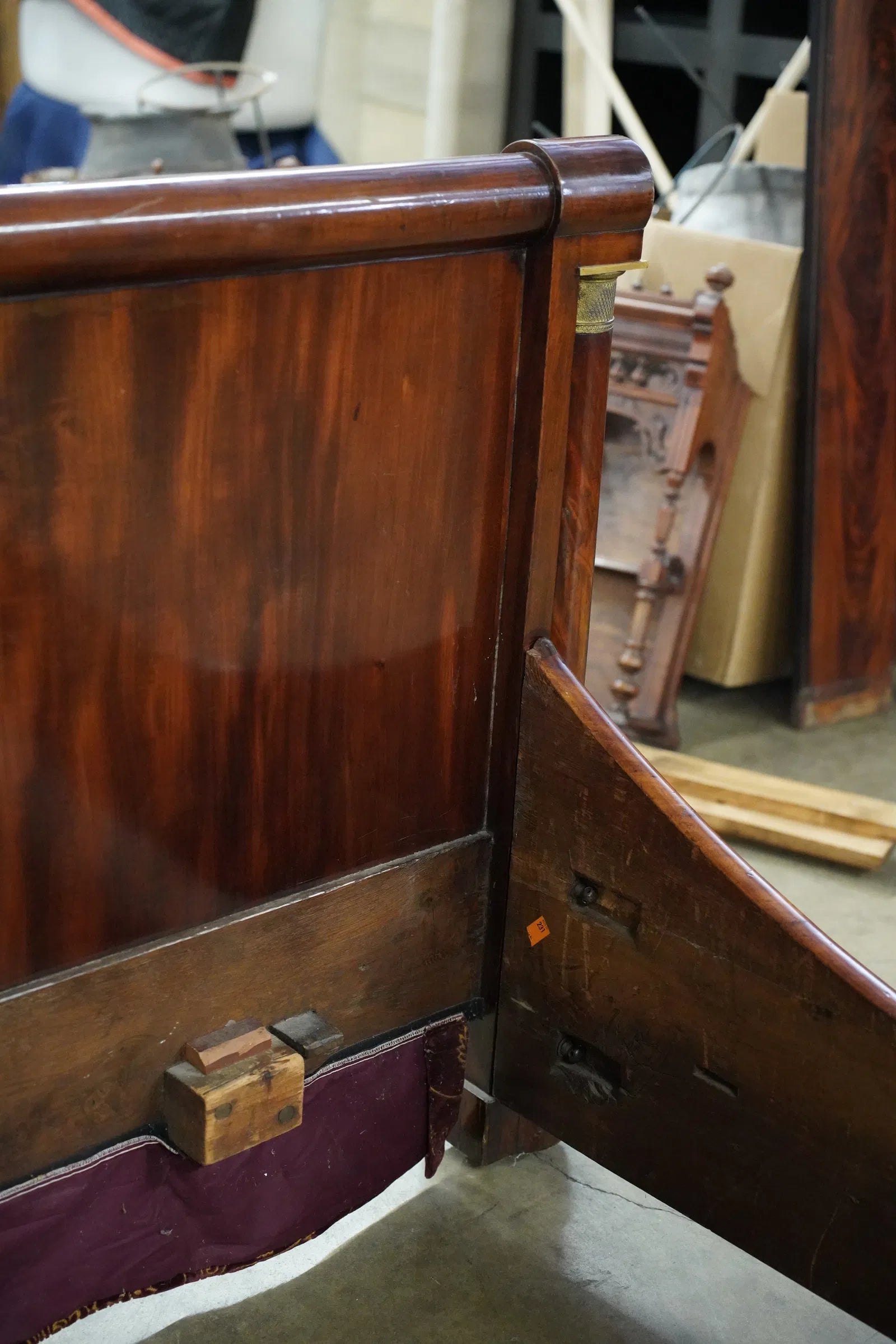 AF6-010: Antique Early 19th Century French Empire Mahogany Bed