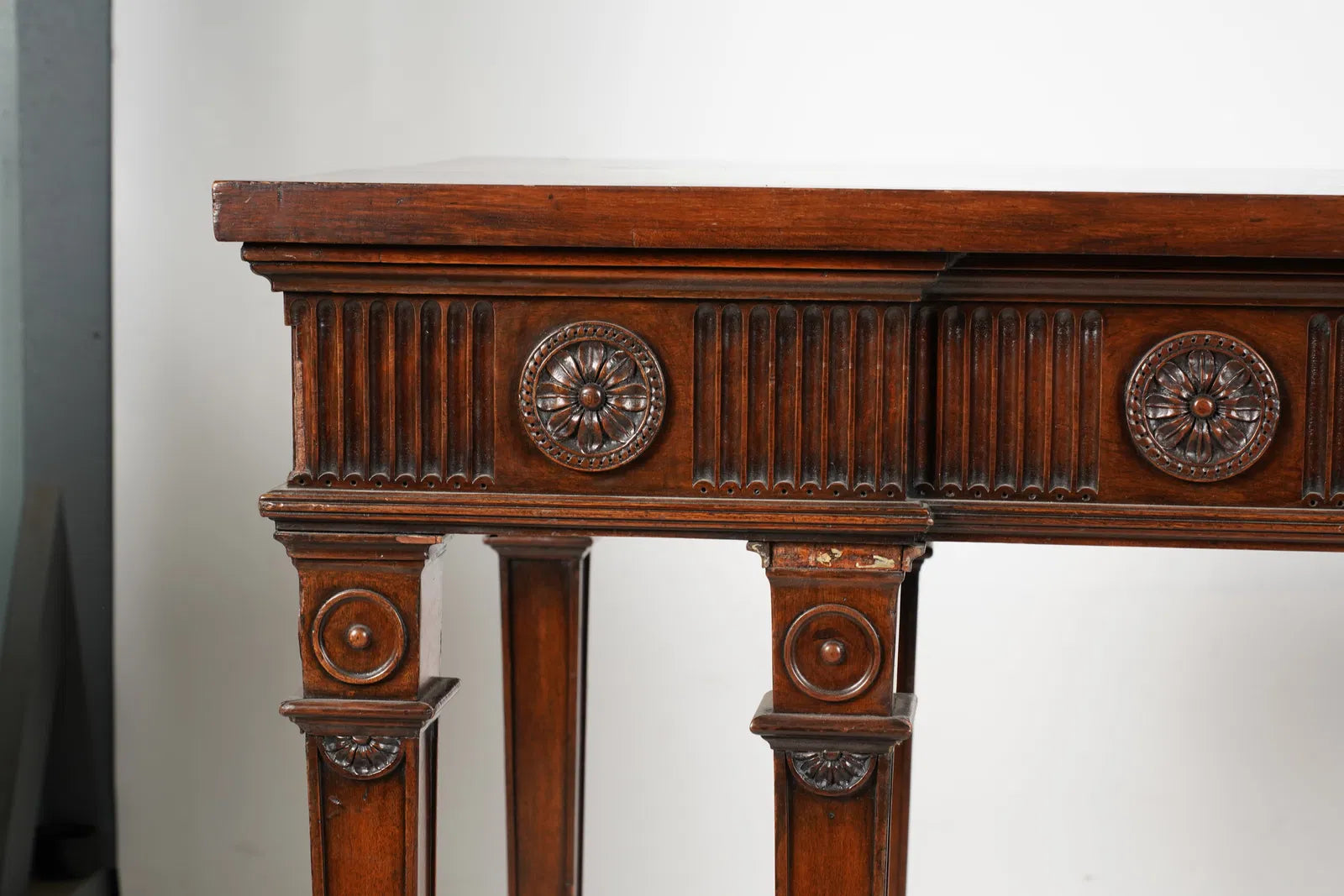 AF1-034: English Edwardian Carved Inlaid Mahogany Serving Table Late 19th Century