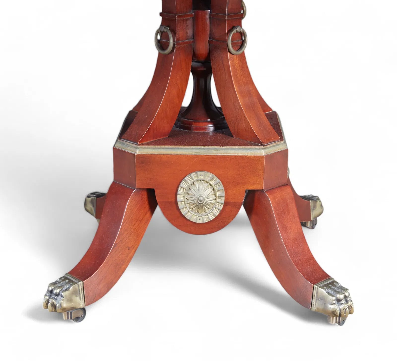 AF1-057: John Widdicomb Neoclassical Pedestal Inlaid Mahogany Extension Dining Table 20th Century