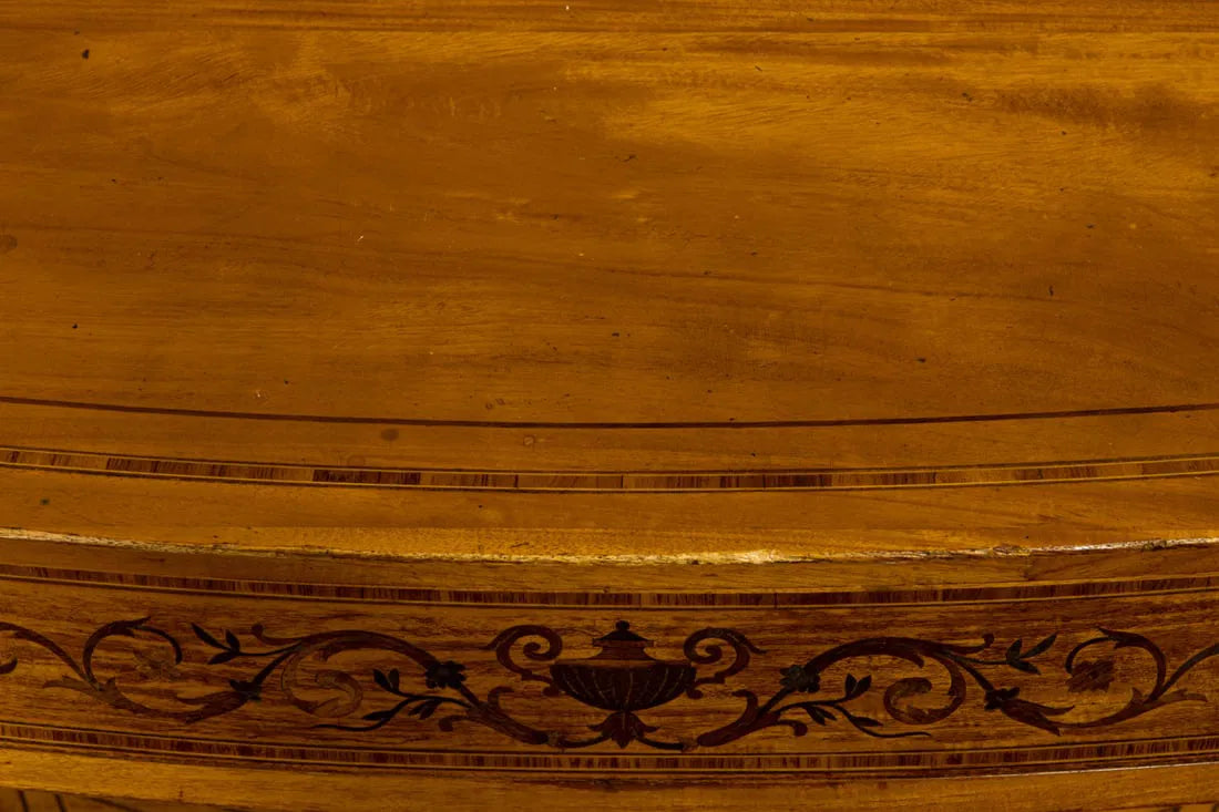 AF1-059: Early 20th Century Edwardian Neoclassical Inlaid Satin Wood Marquetry Side Table