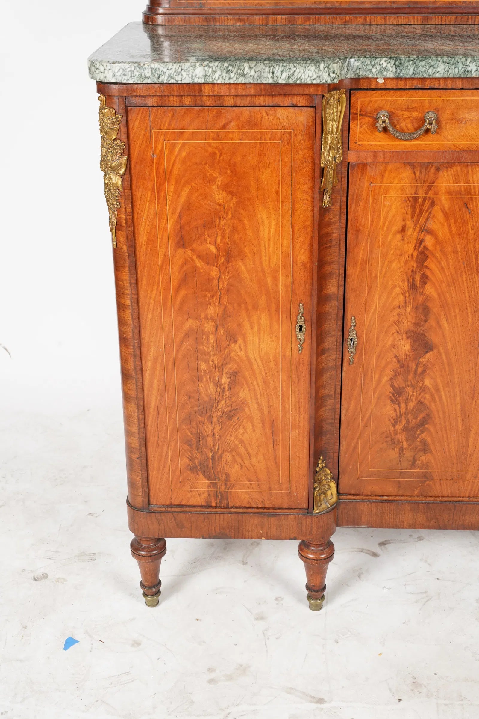 AF3-027: Antique Circa 1900 French Art Nouveau Marble Top Sideboard With Mirror