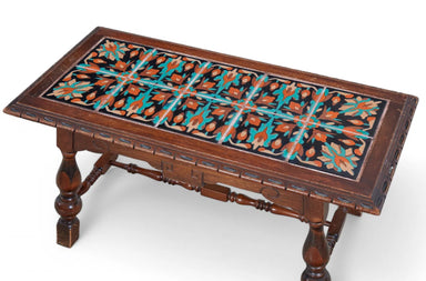 Antique American Arts & Crafts Tile Topped Oak Side Table Circa 1900 | Work of Man