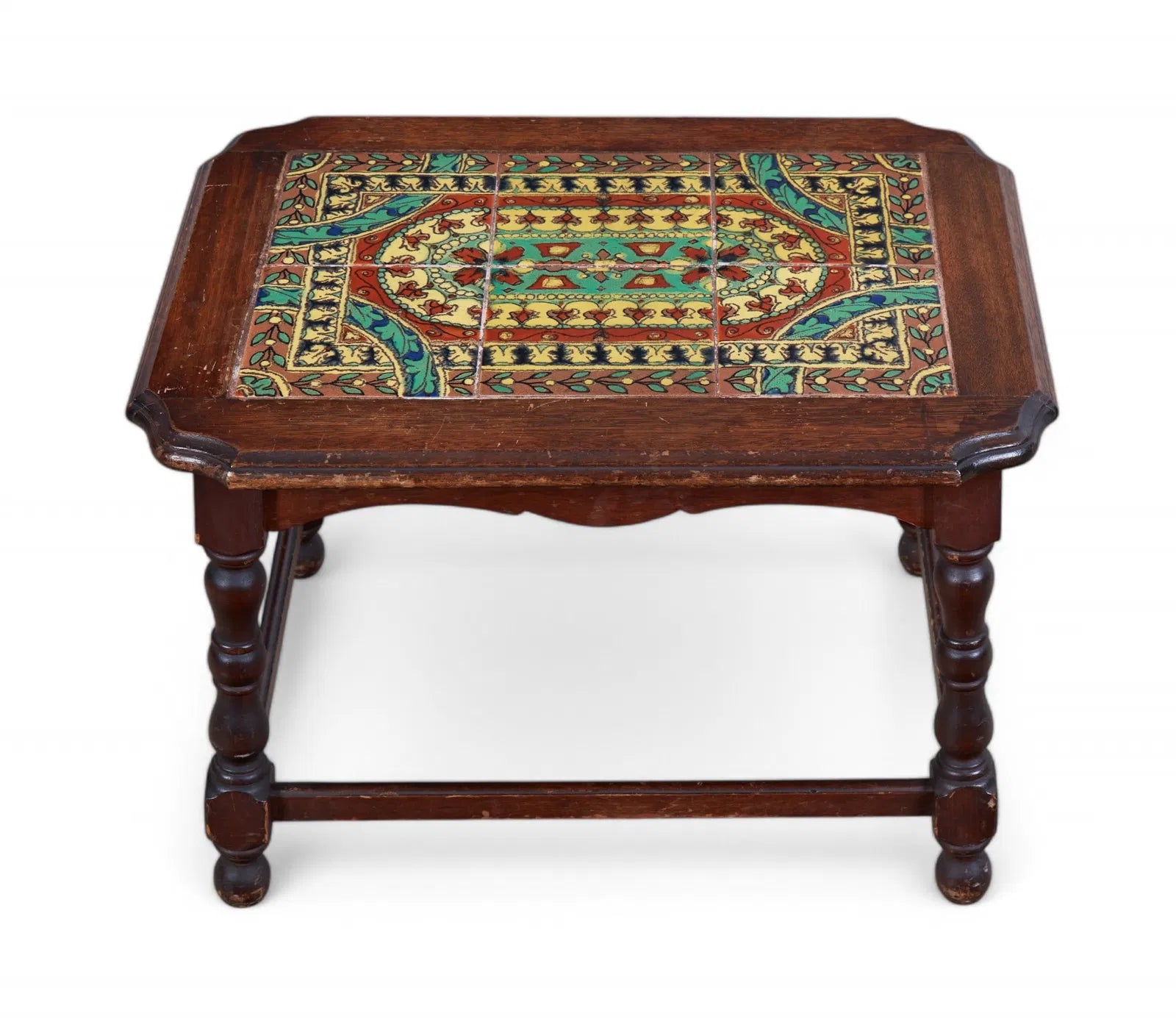 AF1-427: Antique American Arts & Crafts Tile Topped Oak Side Table Circa 1900