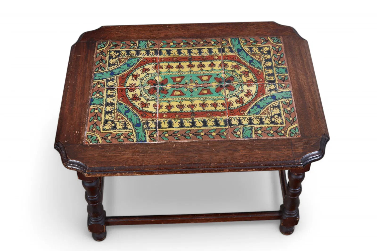 AF1-427: Antique American Arts & Crafts Tile Topped Oak Side Table Circa 1900