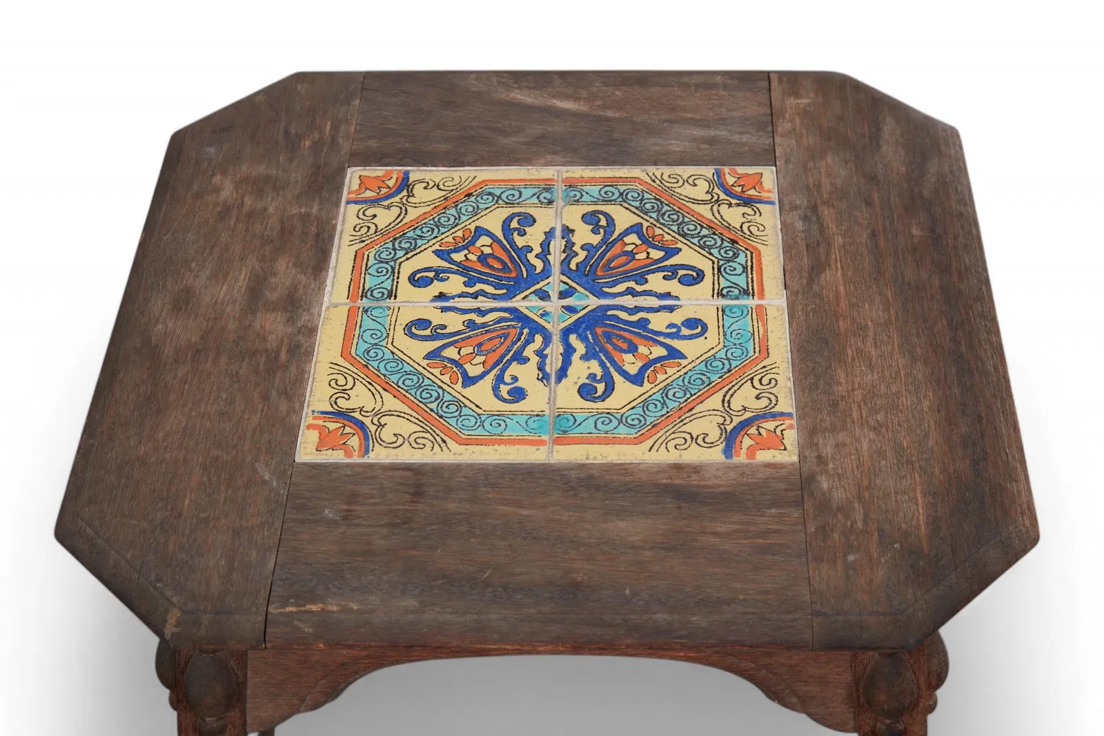 AF1-429: Antique American Arts & Crafts Tile Topped Side Table Circa 1900