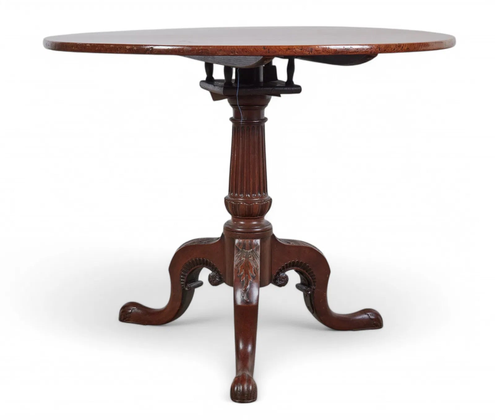AF1-433: Antique George III Mahogany Tilt Top Tripod Table Early 19th Century