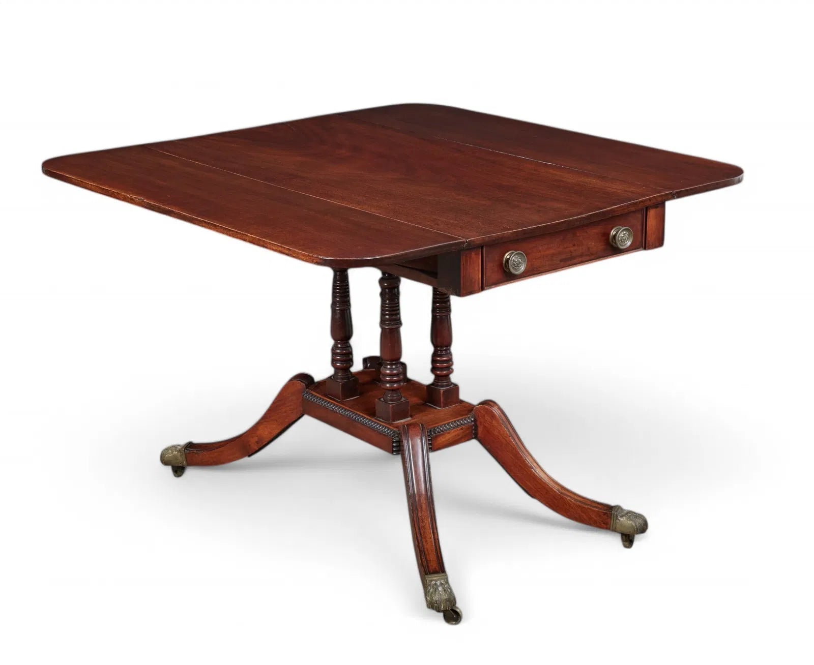 AF1-434: Antique English Regency Drop Leaf Game Table Early 19th Century