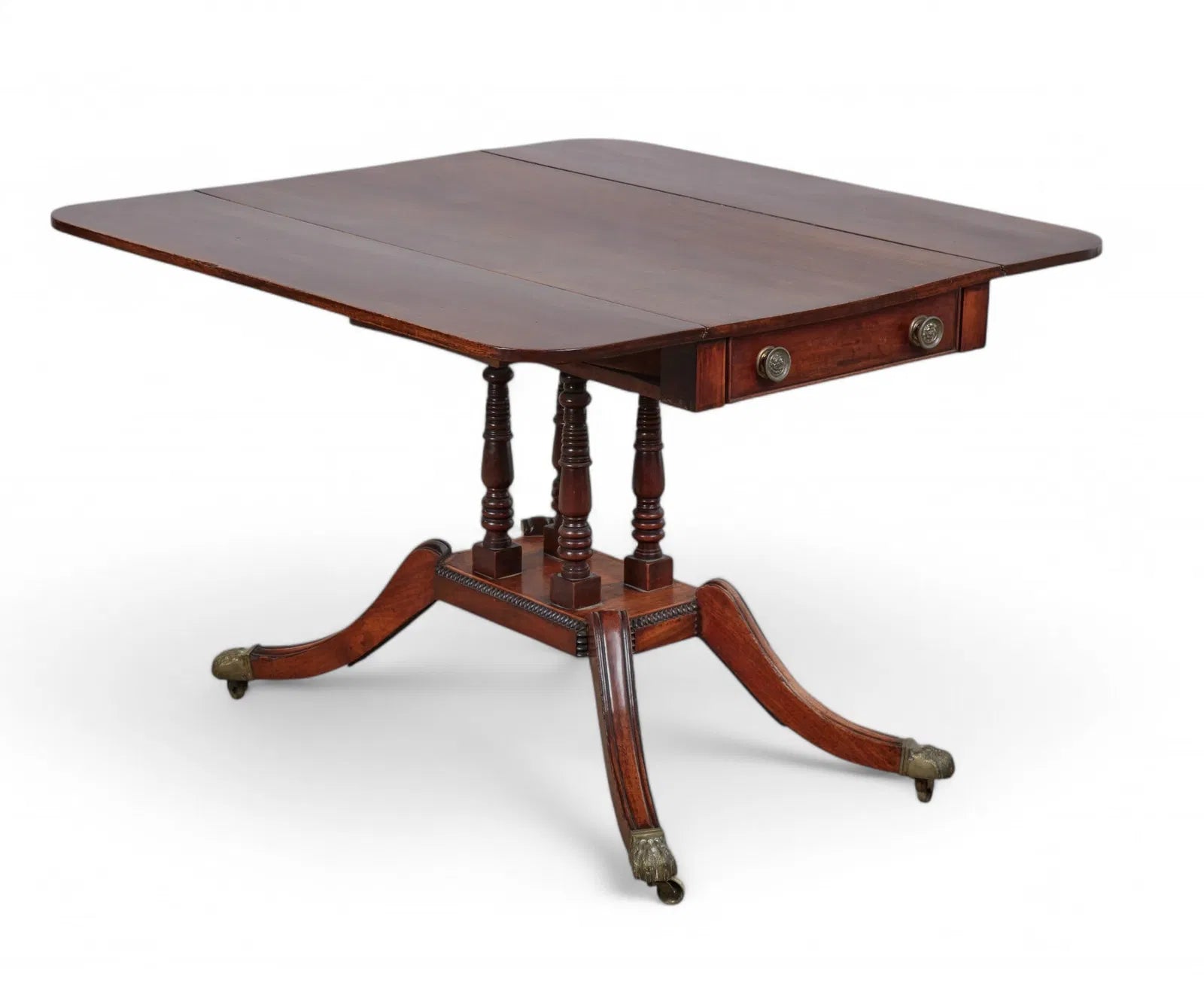 AF1-434: Antique English Regency Drop Leaf Game Table Early 19th Century