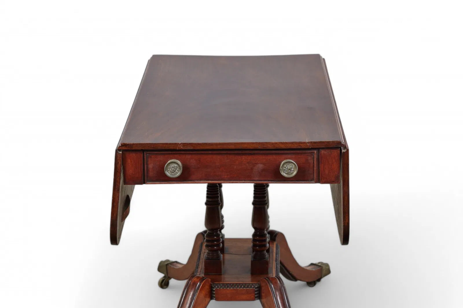 AF1-434: Antique English Regency Drop Leaf Game Table Early 19th Century