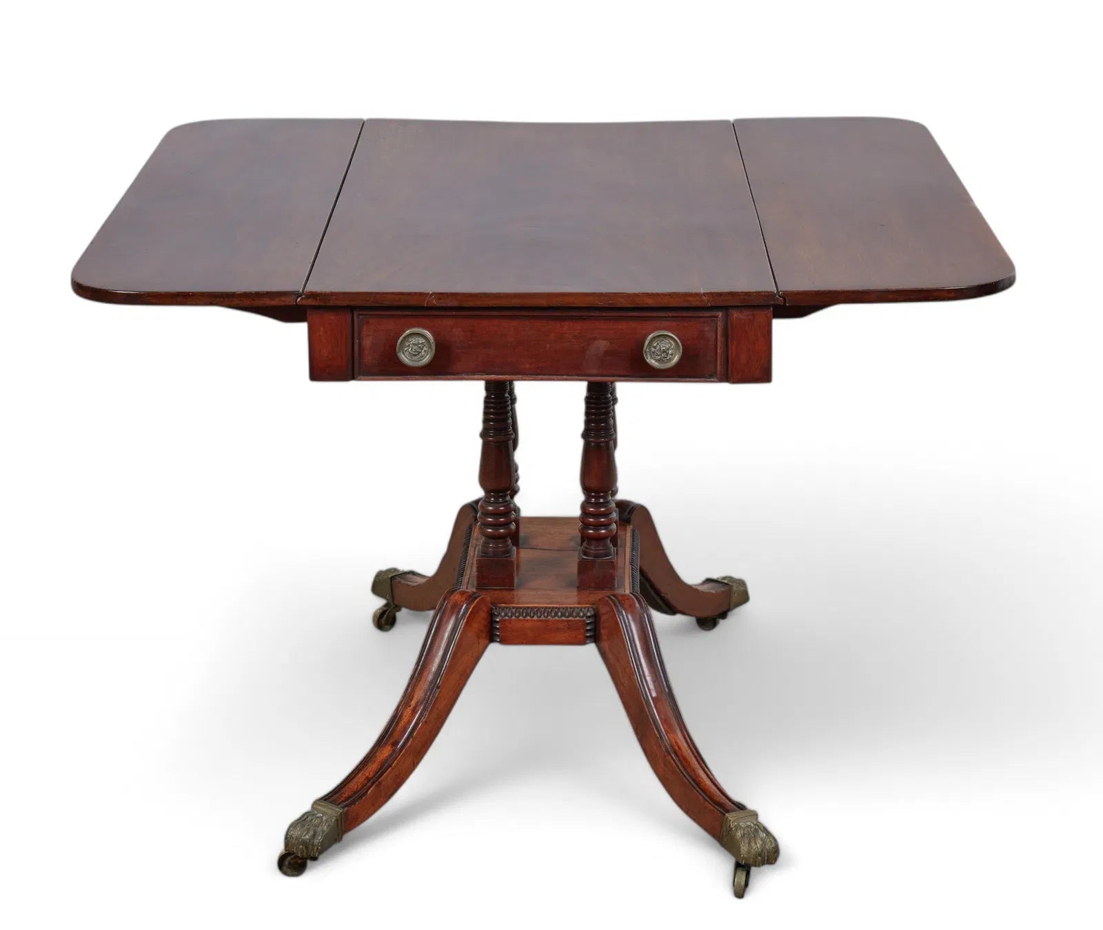 AF1-434: Antique English Regency Drop Leaf Game Table Early 19th Century